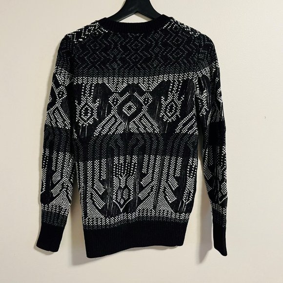 J Crew Black & White Cotton Wool Crew Neck Cabin Sweater, Size XS - Picture 3 of 11